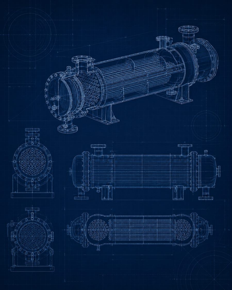 Shell-and-tube heat exchanger blueprint